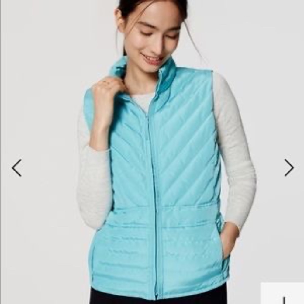 LOFT Puffer Vest Aqua Medium Medium